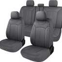 Pariiaotin Premium Leather Car Seat Covers Full Seats, Waterproof Front Seat Covers and Split Rear Bench Seat Covers for Cars,Universal Automotive Interior Covers for Sedan SUV Truck Van Pick-up,Gray