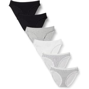 Amazon Essentials Women's Breathable Cotton Bikini Brief Underwear with Full Coverage, Pack of 6, Multicolor/ Dots/ Stripe, Medium