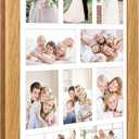 13x21 Picture Frame Display 10 opening 4X6 Picture Frame Collage,Multi Photo Frame with Mat,Plexiglass,Wall Mount Decor,Natural Wood Grain