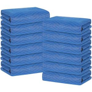 Moving Blankets 12 Packs, Extra Large 80"x72" Furniture Moving Pads, Reusable Packing Blankets, Professional Quilted Furniture Shipping & Storage Pads for Couch Desk Cabinet Appliances, Blue and Black