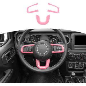 RT-TCZ for Jeep JL Steering Wheel Trim Decal Panel Pink for Jeep Wrangler JL JLU 2018 up for Gladiator JT 2020 up Pink Interior Accessories 3pcs
