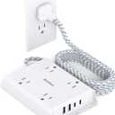 Surge Protector Power Strip, Addtam 5 ft Flat Plug Extension Cord with 4 USB Wall Charger(2 USB C Port), 4 Widely Outlets Desk Charging Station, Home Office and College Dorm Room Essentials (White)