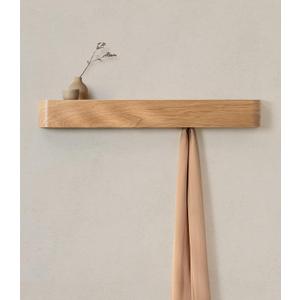 Kazai. Wall-Mounted Coat Rack 'Toke' - Modern Design Coat Rack with Hidden Wall Hooks - Solid Wood Veneer Panel Coat Hanger - Oak