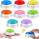 Honoson 8 Pieces Recordable Answer Buzzers Button for Trivia Games Show Buzzers Recording Buttons Gifts for Classroom Team(Elegant Color)