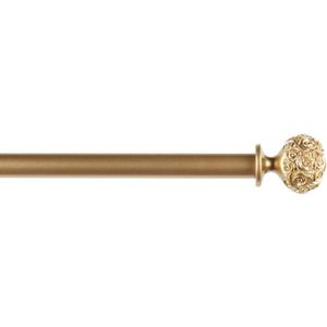 Exclusive Home Curtains Peony 1" Curtain Rod and Coordinating Finial Set, Gold, Adjustable 66"-120