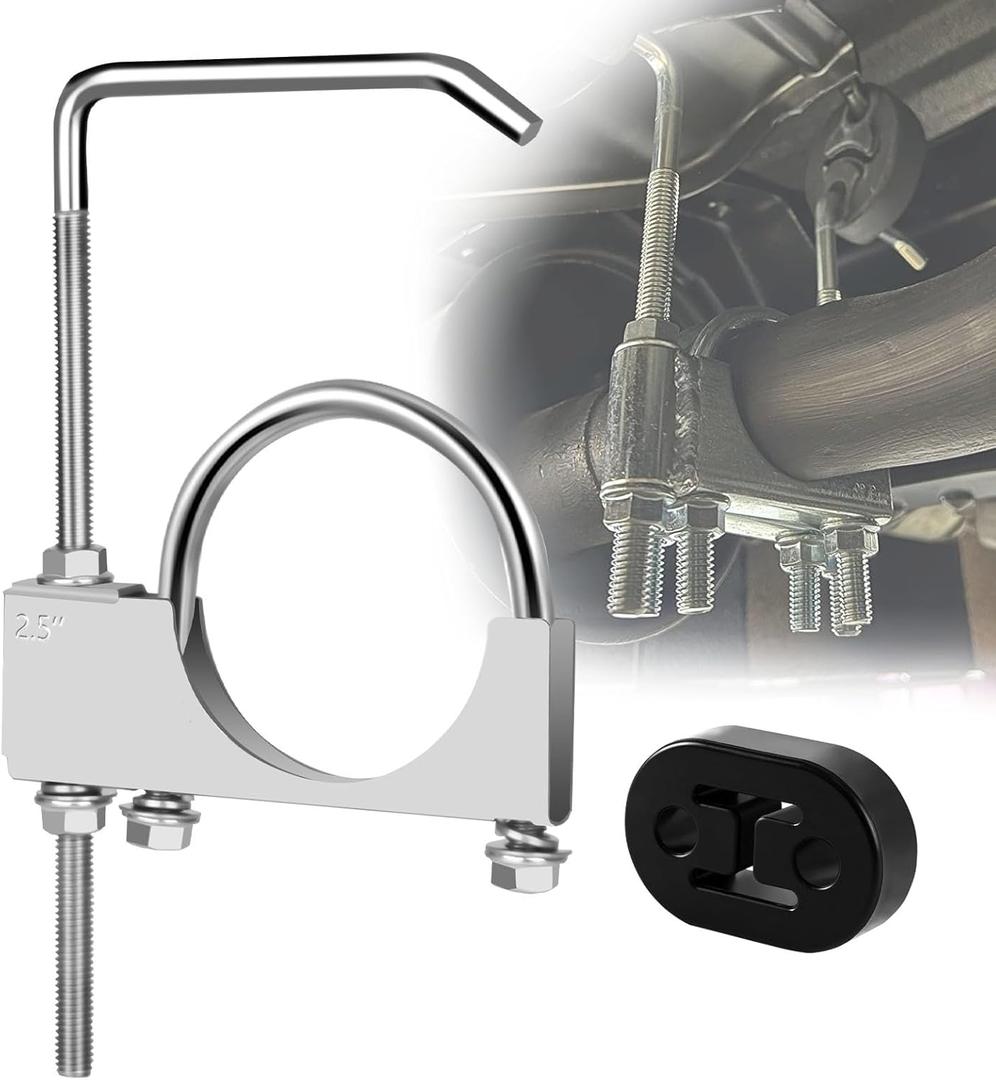 Universal 2.5" Exhaust Hangers, Stainless Steel Exhaust Clamp with Hanger Rear Muffler, Rubber Exhaust Hangers for 2-1/2 Inch Exhaust Pipes (1Pcs 2.5 Inch)