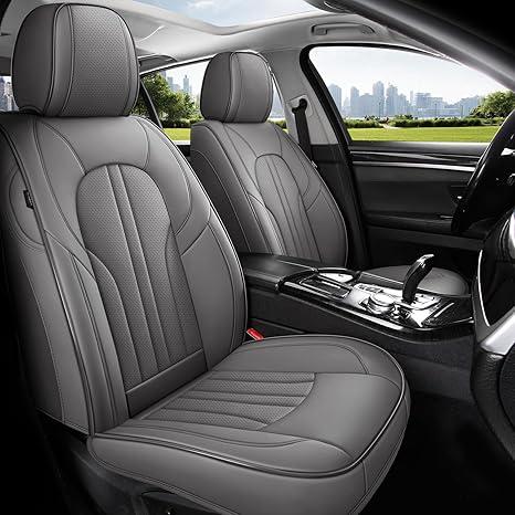 Car Seat Covers Front Seats, Comfortable Leather Car Seat Covers, Waterproof Front Seat Covers for Cars, Luxury Automotive Seat Protecor Covers for Most Sedans SUV Pick-up Truck (Gray)