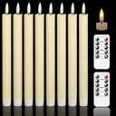 GenSwin Flameless Flickering Taper Candles with 2 Remote Controls and Timer, Real Wax 3D Wick Light Window Candles Battery Operated Pack of 8, Christmas Home Wedding Decor (Ivory, 0.78 X 9.64 Inch)