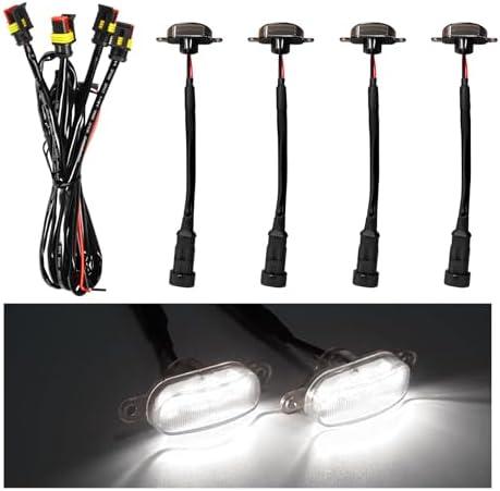 Dickno 4PCS Car Grille Lights, Bright Amber LED Grill Lights with Wiring Harness, Waterproof Front Grill Trim Lamps, Vehicle Exterior Grille Lamps Compatible with F150 F250 F350 (Black+White)