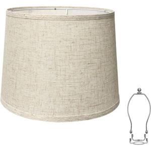 Lamp Shade, Beige Drum Lampshades for Table & Floor Lamps, Natural Linen Hand Crafted Replacement Lamp Shades with Harp Holders, 13" Top x 13" Bottom x 10" High (Beige-1PACK)