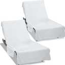 Super Soft & Thick Lounge Chair Towel Cover (Pack of 2), Chaise Lounge Cover with Pockets,Beach Chair Cover for Pool Beach Garden Courtyard and Trips,85 x 30 in Pool Chair Cover,White