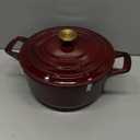 La Cuisine Enameled Cast Iron Dutch Oven Casserole Dish Pot with Lid, 5 QT 10.3 /26cm Dia. Internal Matt Black Enamel Coating Gold-Plated SS Lid Handle Oven Safe up to 500 F, Cranberry