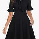 Women Summer Floral Ruffle Sleeve Wear to Work Church Wedding Guest Party Dresses, Medium
