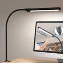 Hand-Wave LED Desk Lamp with Clamp, Touchless On/Off, Color Temperature Adjustable 3000K-6500K, Flicker-Free Eye-Caring Reading Light, Clip-On Desk Light for Home Office/Study/Monitor/Desk (110V)