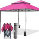 EAGLE PEAK 13x13 Straight Leg Pop Up Canopy Tent Instant Outdoor Canopy Easy Single Person Set up Folding Shelter w/Auto Extending Eaves 169 Square Feet of Shade (Light Pink)
