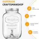 2 Gallon Glass Beverage Dispenser with Stand and Lid, 18/8 Stainless Steel Spigot - Glass Drink Dispensers for Parties - Mason Jar Drink Dispensers with Lids