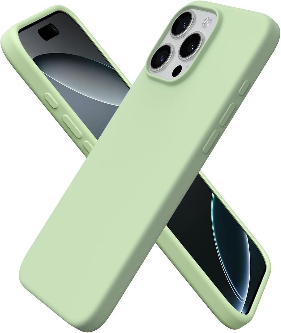 ORNARTO Compatible with iPhone 16 Pro Max Case 6.9", Slim Liquid Silicone 3 Layers Soft Gel Rubber Shockproof Protective Cover with Anti-Scratch Microfiber Lining-Matcha