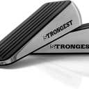 Strongest Home Heavy Duty Door Stopper Wedge (2 Chrome PCs) | Non-Slip Rubber and Metal Door Stop for Heavy Doors | Work on Wood, Tile, Carpet + 2 White Wall Protectors (Black Silver)