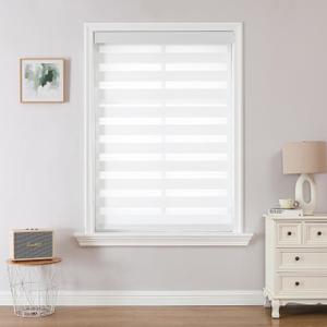 Joydeco Cordless Zebra Blinds for Windows (Pro), 53" W x 75" H, White