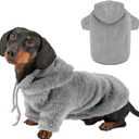 Fuzzy Dog Hoodie Sweater for Large Dogs Warm Winter Dog Clothes with Double-Sided Plush Fleece Soft Stretchy Pet Coats Hooded Sweatshirt for Medium Large Dogs (M (Back: 16.54",Chest: 22.05",12-25lbs), Grey)