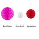Honeycomb Balls Party Decorations 12 Pieces4 6" 8" Tissue Paper Pom Poms Flower Balls for Birthday Wedding Party Baby Shower Nursery Wall Decor (12 Pieces 4" 6" 8" White,Red,Rose Red)