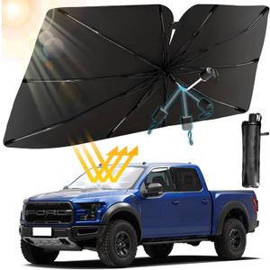 Car Windshield Sun Shade Umbrella, Foldable Windshield Sunshade Front Cover with UV Block, 360Rotation Bendable Front Window Heat Insulation Protection for Auto Windshield Covers - 56.3"x33.9" (XL)