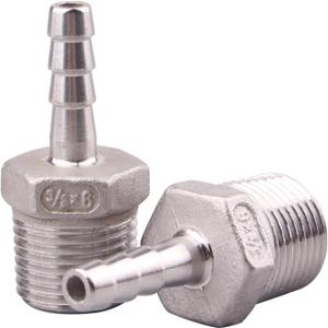 DERNORD 1/4" Barbed Hose x 3/8" NPT Female - Home Brew Fitting 304 Stainless Steel Pack of 2