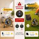 T-SUNUS 12" Solar Powered Floor Fan 13200mAh & 20W Panel, 1500 CFM