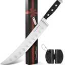 Butcher Knife, 10 Cimeter Breaking Knife for Meat Cutting, Forged High Carbon Steel, Triple Riveted Ergonomic Handle Design