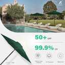 JEAREY 7.5FT Patio Umbrella Outdoor Market Umbrella with 6 Sturdy Ribs, Push Button Tilt/Crank Table Umbrella for Garden, Deck, Backyard and Pool, Dark Green