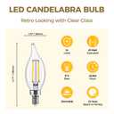 Hizashi Candelabra Light Bulbs 60W Eq 3000K, Dimmable E12 Bulb, 12 Pack