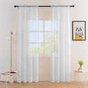 Anjee White Sheer Curtains 96 inches Length 2 Panels Rod Pocket Voile Curtain Semi Sheer Curtain for Bedroom Living Room Dining Room 52 x 96 Inches, White