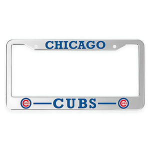 Peace&Love for Cubs License Plate Frames 2 Pack, Silver License Plate Holder Metal, Universal American Tag Frames for All Cars,Waterproof and Anti-Rust, Regular Size