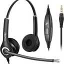 Callez 3.5mm Cell Phone Headset with Microphone Noise Cancelling for iPhone Samsung Smartphones Tablets, Computer Headset for Laptop PC Skype Call Center Office Classroom, Super Comfort, Clear Chat (Black)
