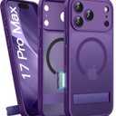 for iPhone 17 Pro Max Magnetic Case with Stand, Camera Control Button, Compatible with MagSafe, Full Lens Protection, Military Grade Drop, Translucent Slim Rugged Case for 17 Promax, Dark Purple