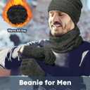 Senker Fashion Winter Beanie Hat Scarf and Touchscreen Gloves Set for Men, Warm Knit Skull Cap with Fleece Lined Gifts (Gray)