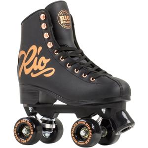 Rio Roller Rose Roller Skates - Unisex Indoor/Outdoor Quad Roller Skates - UK 7 (U.S. Ladies 9) - Black/Rose Gold