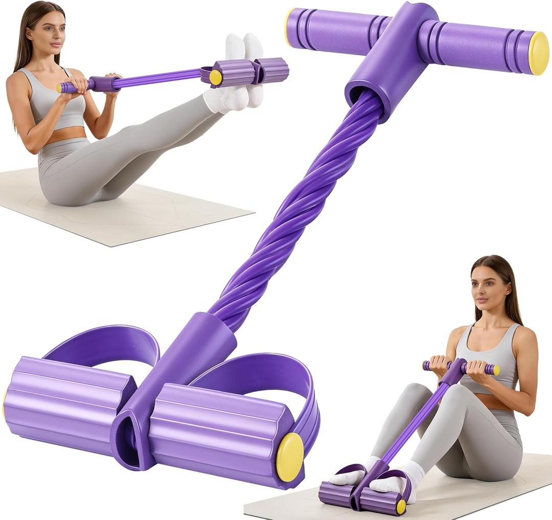 Upgraded Pedal Resistance Band with Handle, Soft Durable Fashion Puller Exercise with Thickened 6 Tension Ropes, Tube Pedal Resistance Device for Abdomen, Waist, Arm, Leg, Core/ABS (Purple)
