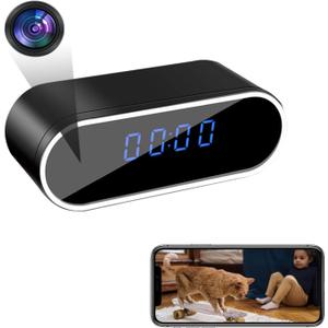 Hidden Camera Clock, 1080P HD WiFi Security Camera with Night Vision, Motion Detection, Mobile Alerts, Indoor Nanny Cam for Home & Office