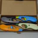 Butane Lighter, 4pcs Refillable Long Flame Lighter for BBQ Candle(No Butane Inside) (Blue)