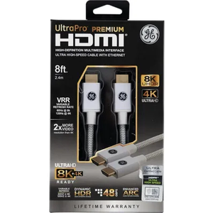 GE 8ft. UltraPro Premium Certified 8K Ultra High-Speed HDMI Cable with Ethernet