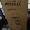 HBTower Step Ladder, Folding Step Stool with Wide Anti-Slip Pedal, Sturdy Steel Ladder, Convenient Handrail, Lightweight, Portable Steel Step Stool (Black)