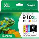 Compatible 910XL Ink Cartridges for HP Printers Replacement for HP 910XL Ink Cartridges Combo Pack Work for HP Officejet Pro 8020 8025 8030 Printers, 4 Pack 910XL Black and Color
