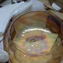 Brass Gold Semi Flush Mount Ceiling Fixture Large Hammered Glass Shade Modern Close to Ceiling Light 14" Art Lampshade for Hallway Foyer Bedroom (Amber Glass Shade, 14 Inches)