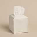 OLETHA Square Tissue Box Cover - Aesthetic Desk Decor for Room, Home & Office - Tissues Cube Boxes Holder - White, Set of 2