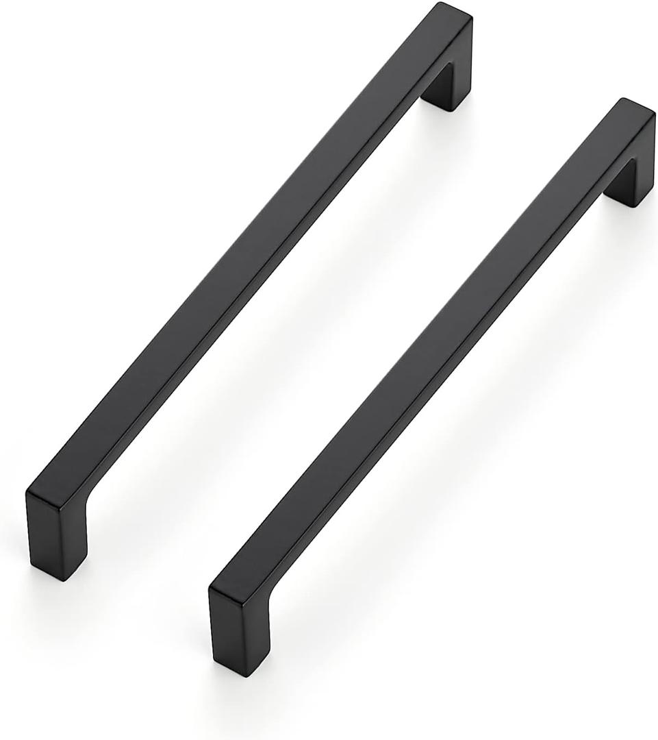 Ravinte 30 Pack 6-1/4 inch Hole Centers Matte Black Cabinet Pulls Kitchen Cabinet Handles Solid Drawer Pulls Kitchen Cupboard Hardware Flat Black Square Bar Drawer Handles