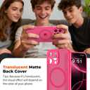Magnetic for iPhone 16 Pro Max Case, Upgraded [Camera Control Button] [Full Camera Protection] [with 1 Screen Protector] Translucent Matte Shockproof Protective Phone Cover, Rose Pink