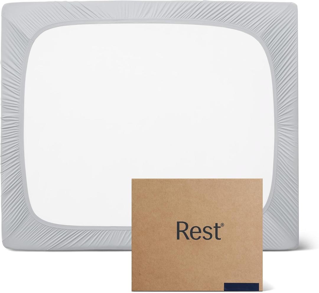 REST Evercool+ Fitted Sheet, Queen Size, Light Gray, 15" Deep (up to 18), Breathable Bedding for Hot Sleeper and Night Sweats, Bed Sheet with Ionic+ Self-Cleaning Silver Yarn for Sensitive Skin