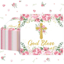 Nuanchu 50 Pcs Baptism Napkins God Bless Napkins Christening Party Decorations First Holy Communion Cross Religious Paper Supplies for Religious Holiday Dinner Party Decorations