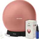 Retrospec Luna Exercise Ball with Pump - Anti-Burst Fitness Equipment for Yoga, Core Training & Stability - Home Gym Swiss Ball for Office & Pregnancy (65cm, Rose)